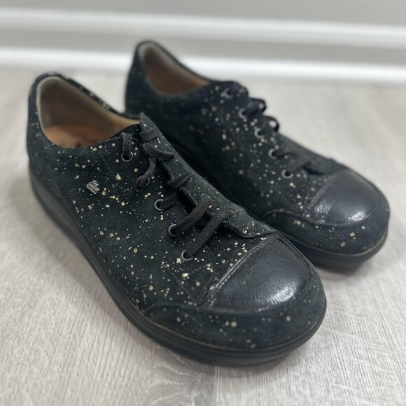 Finn Comfort Shoes Womens Size 6.5 Black Gold Speckle Made in Germany 7356014 - Picture 1 of 10